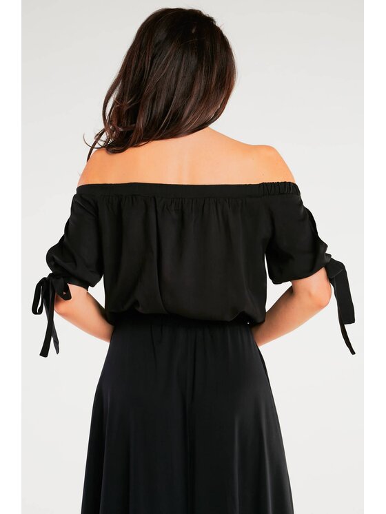 Awama Awama Bluzka A430 Czarny Basic Fit