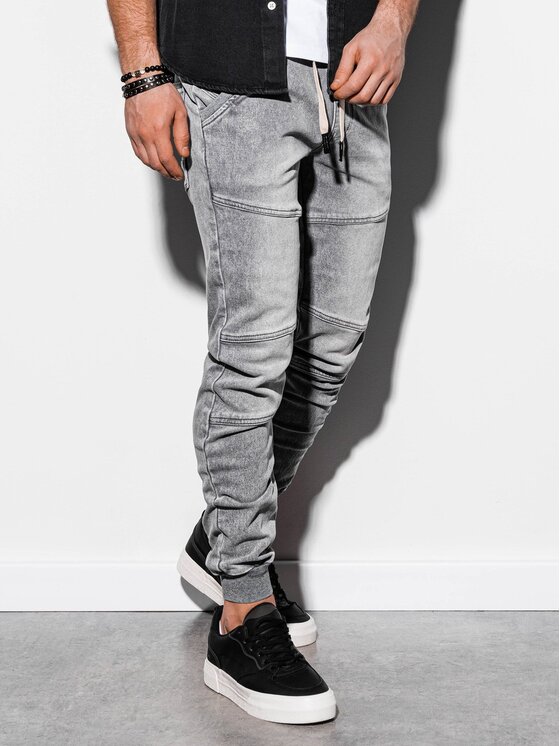 Ombre Ombre Jeansy OM-PADJ-0108 Szary Slim Fit
