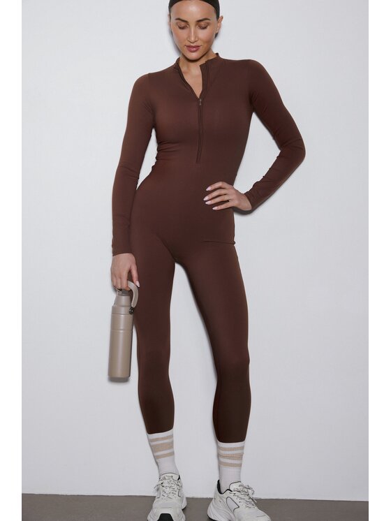 Estro Estro Kombinezon ER00119505 Brązowy ciemny Slim Fit