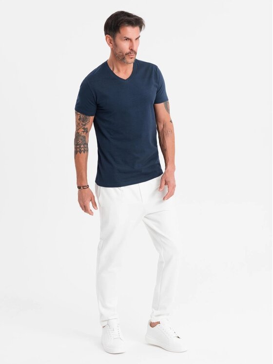 Ombre Ombre T-Shirt OM-TSBS-0237 Granatowy Regular Fit