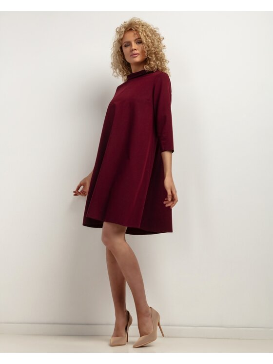 Tessita Tessita Sukienka koktajlowa SUKIENKA_T442 _11_M Bordowy Loose Fit
