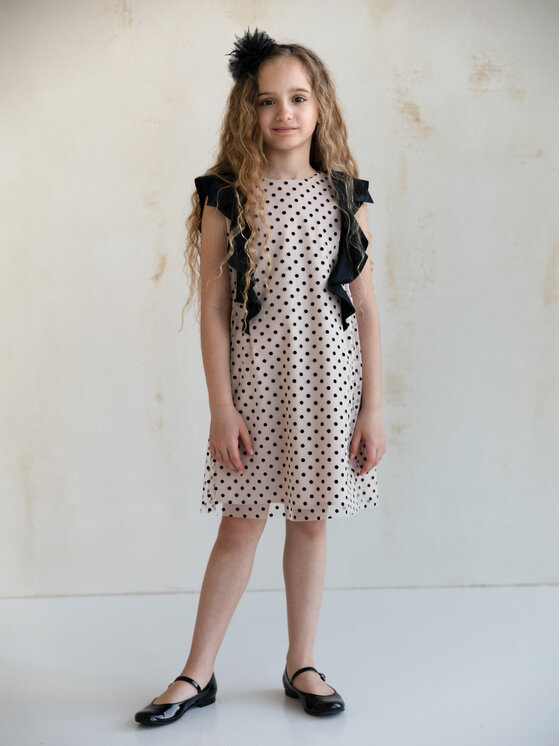 SLY SLY Sukienka elegancka 4W-04 Beżowy Comfortable Fit