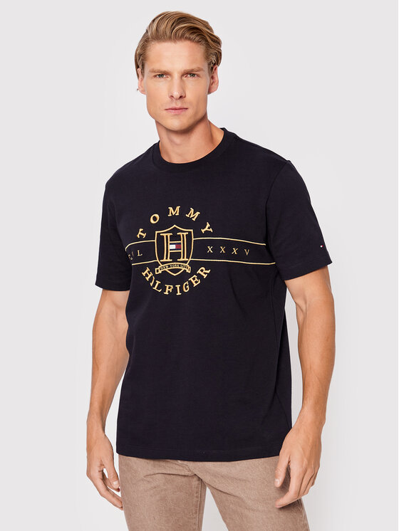 Tommy Hilfiger T shirt Icon Tee MW0MW25957 Bleu marine Regular Fit Modivo
