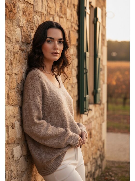 FIGL FIGL Svetr M1236 Béžová Regular Fit