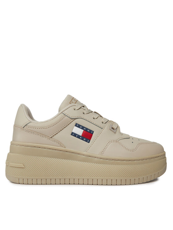 Tommy Jeans Sneakersy Tjw Retro Basket Flatform Ess EN0EN02506 Béžová
