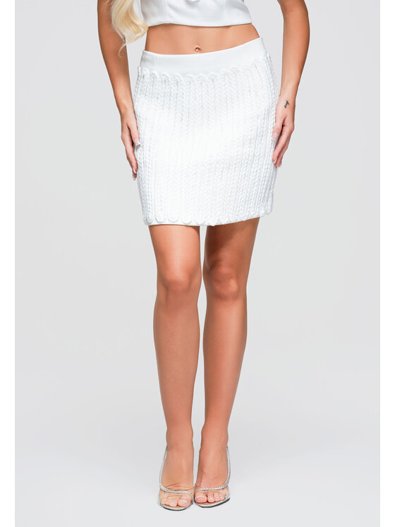 Ombre Ombre Spódnica mini OW-GL-E0016 Biały Authentic Slim Fit