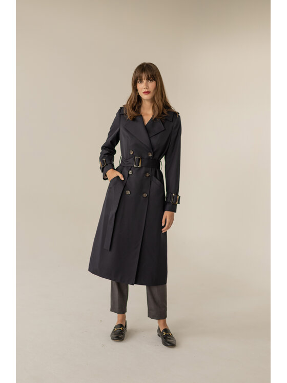 Entelier Entelier Trencz dwurzędowy Granatowy Relaxed Fit