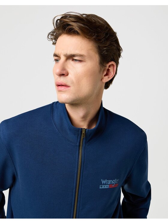 Wrangler Wrangler Bluza FUNNEL NECK ZIP Niebieski Regular Fit