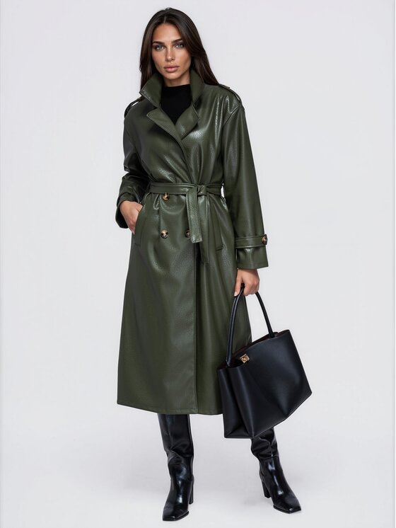 Ombre Ombre Płaszcz przejściowy OW-CT-E0042 Khaki Relaxed Fit