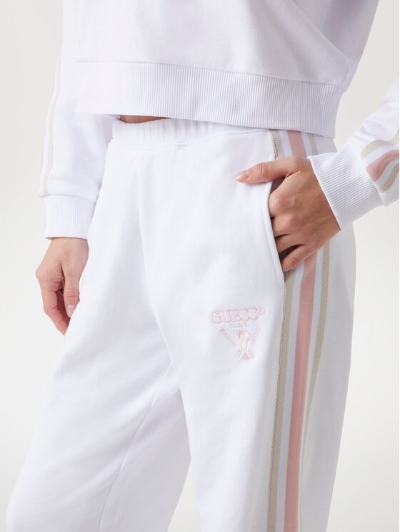 Guess Guess Kalhoty z materiálu 172913 Bílá Slim Fit