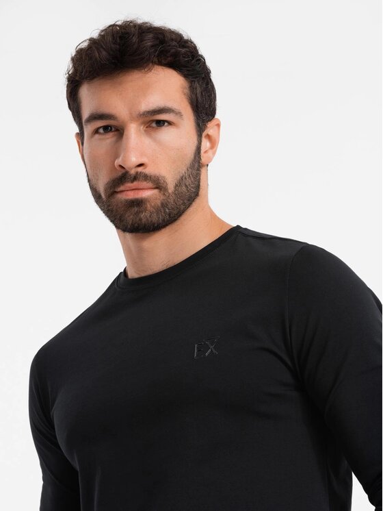 Ombre Ombre Longsleeve OM-LSBC-0124 Czarny Slim Fit