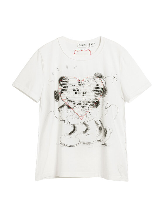 Desigual Desigual T-Shirt Core Mickey 26SWTK42 Λευκό Regular Fit