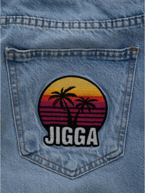 Jigga Wear Jigga Wear Szorty jeansowe Szerokie luźne za duże bagy palmy zachód słońca 130781 Niebieski Baggy Fit