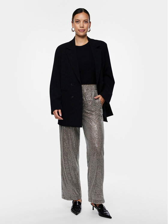 YAS YAS Spodnie materiałowe 26032755 Srebrny Regular Fit