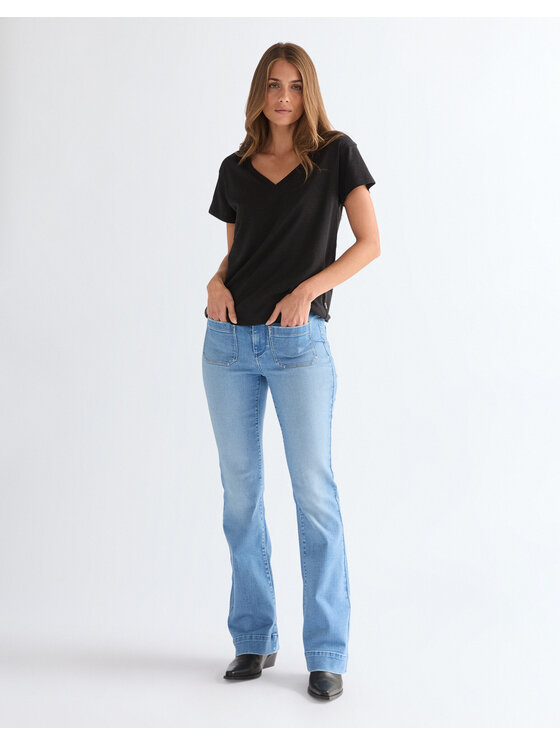 Wrangler Wrangler T-Shirt EASY V NECK Czarny Regular Fit