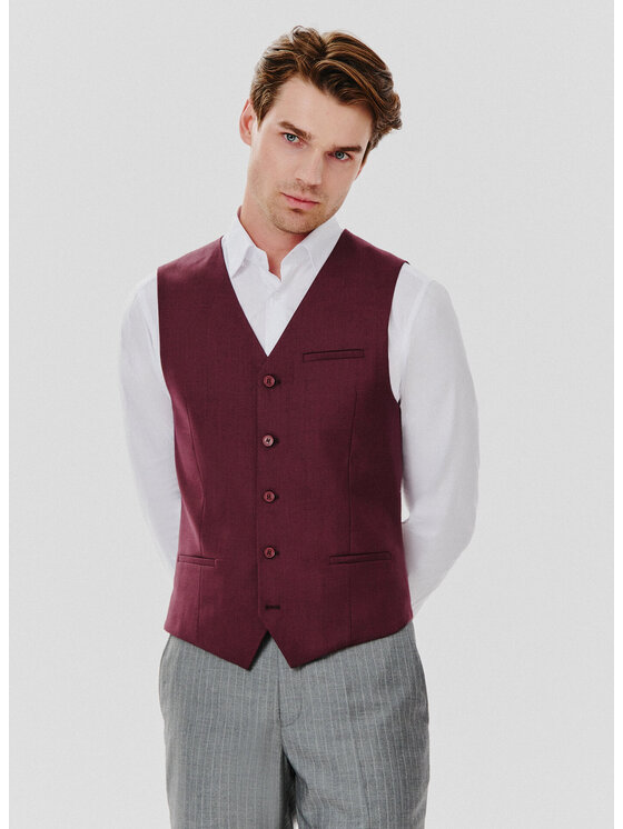 Pako Lorente Pako Lorente Kamizelka P24WF-8X-001 Bordowy Slim Fit