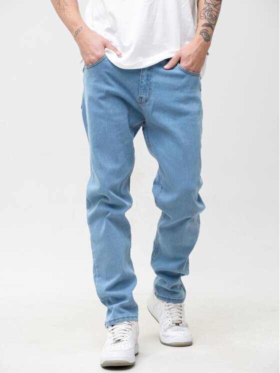 Jigga Wear Jigga Wear Jeansy Ciemne dzins Mini Haft Logo 34 Niebieski Regular Fit