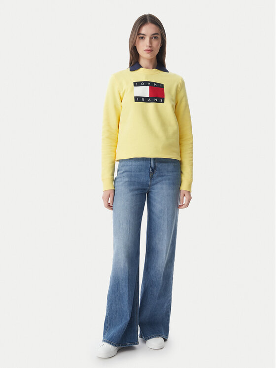 Tommy Jeans Tommy Jeans Felpa Flag DW0DW22564 Giallo chiaro Regular Fit