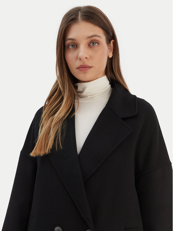 ViCOLO ViCOLO Вовняне пальто TF0003 Чорний Regular Fit