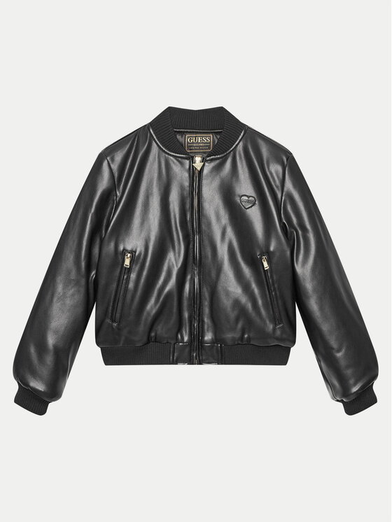 Guess Guess Яке от имитация на кожа J4YL13 WE8D0 Черен Relaxed Fit