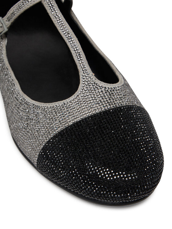 Tory Burch Tory Burch Baleríny Cap-Toe T-Strap Pave Heeled 159830 Strieborná