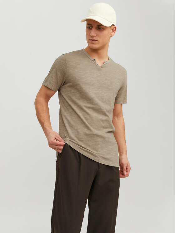 Jack&Jones Majica Split 12164972 Bež Standard Fit