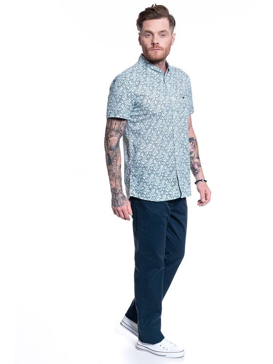 Mustang Mustang Camicia CHRIS BASIC AOP Bianco Slim Fit