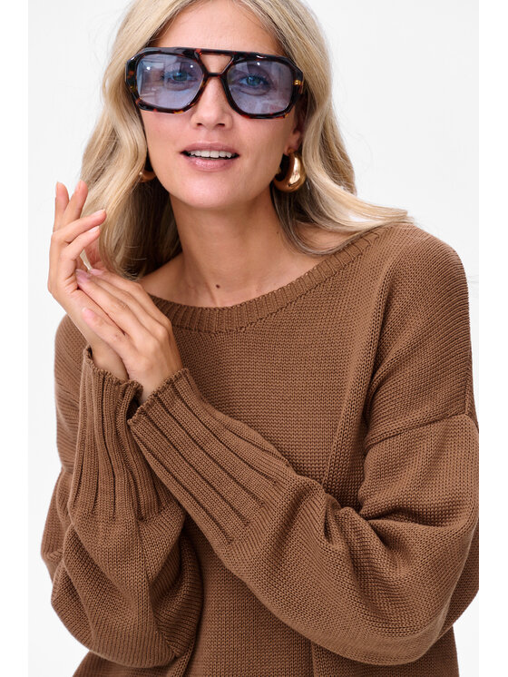 blue shadow blue shadow Sweter Bocq Brązowy Regular Fit