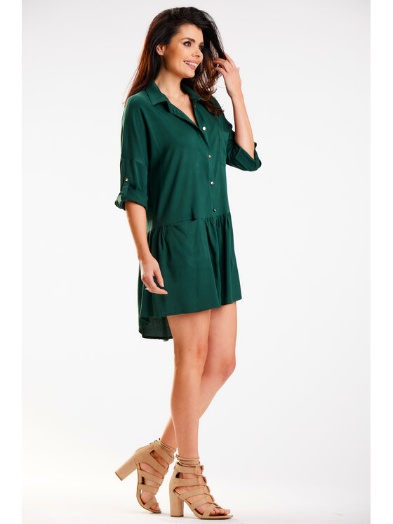 Awama Awama Sukienka letnia A584 Zielony Basic Fit
