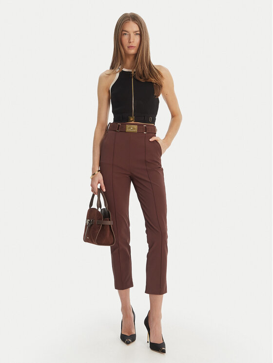 Elisabetta Franchi Elisabetta Franchi Medžiaginės kelnės PA-132-61E2-V350 Ruda Regular Fit