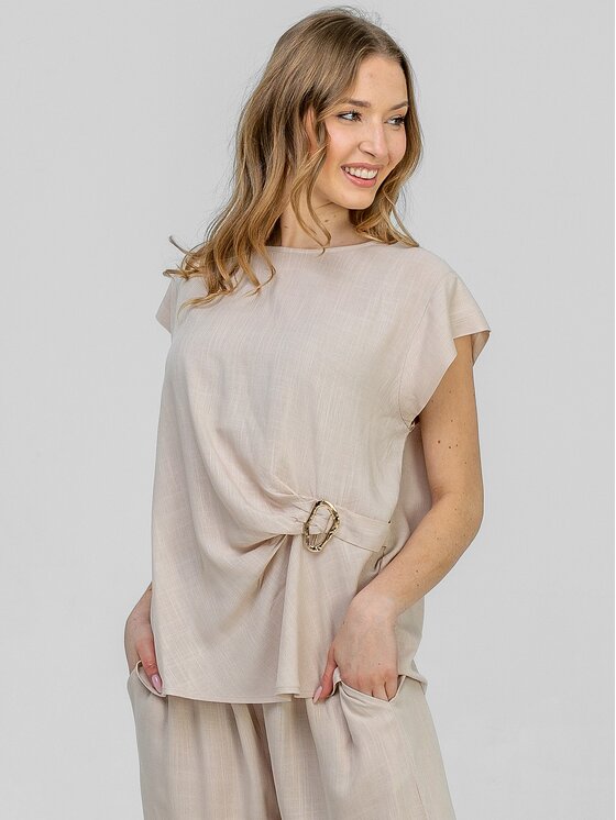 Perso Perso Sada halenka a kalhoty SET266168F Béžová Regular Fit
