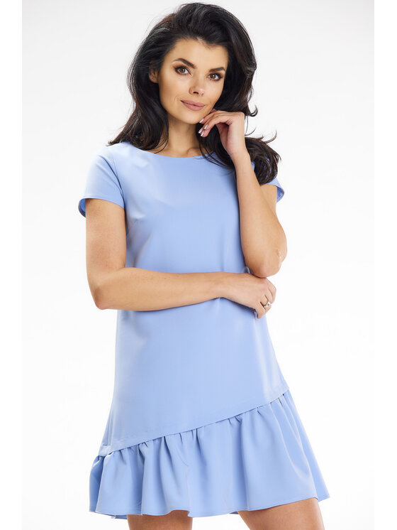Awama Awama Sukienka letnia A644 Niebieski Basic Fit