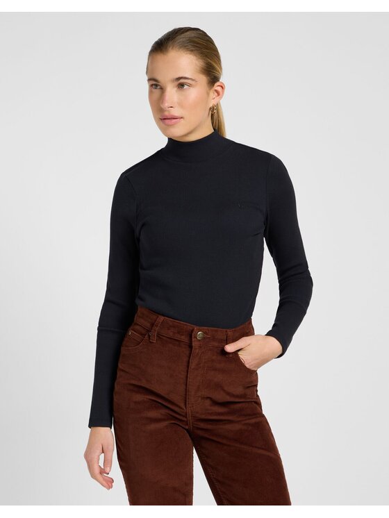Lee Lee Sweter MOCK NECK Czarny Slim Fit