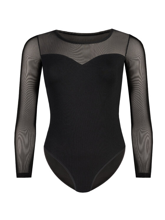 Teyli Teyli Body damskie z siateczką Willow Czarny Regular Fit