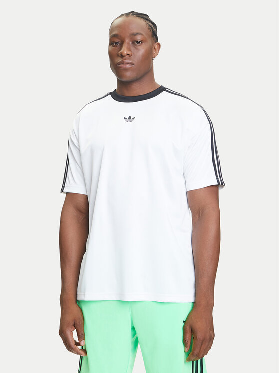 adidas adidas Tricou adicolor Jacquard JW5877 Alb Loose Fit
