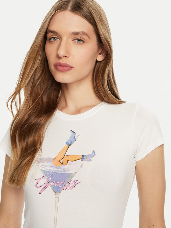 Guess Guess T-Shirt W5RI29 KA0Q1 Biały Regular Fit