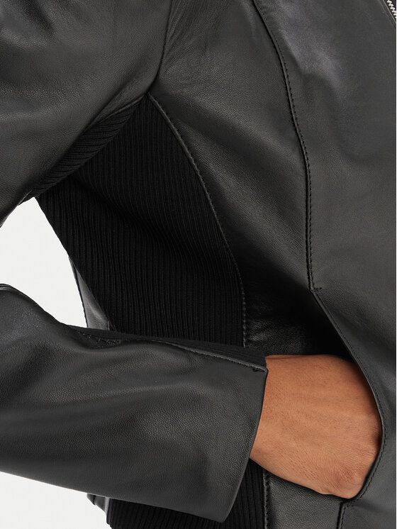 Patrizia Pepe Patrizia Pepe Шкіряна куртка CO0001/L1HZ-K103 Чорний Regular Fit