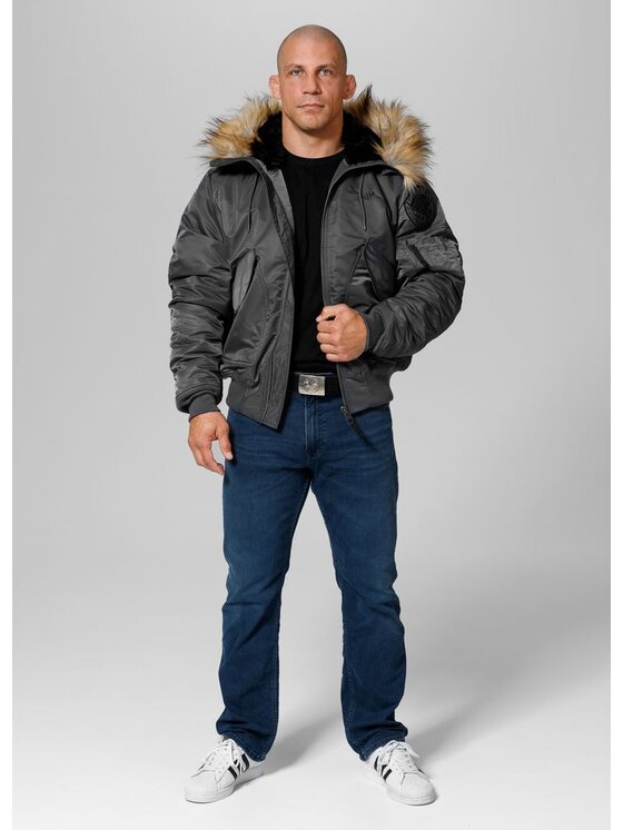 PITBULL PITBULL Kurtka zimowa Harvest Szary Regular Fit