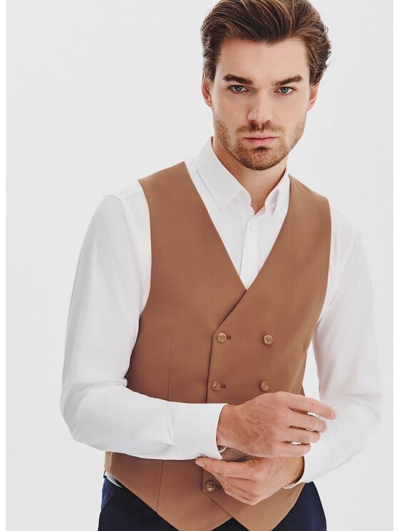 Pako Lorente Pako Lorente Kamizelka garniturowa P25WF-8X-008 Miedziany Slim Fit