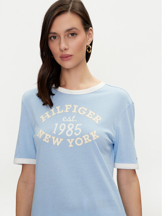 Tommy Hilfiger Tommy Hilfiger Tričko Varsity Ringer WW0WW42585 Modrá Regular Fit