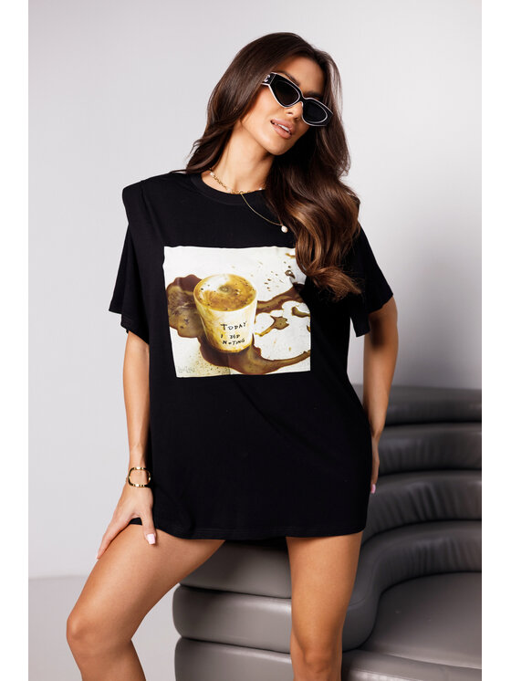 LilaLou LilaLou T-Shirt Sunday Černá Oversize