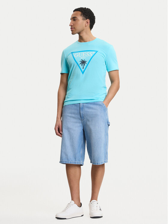 Guess Guess Tričko F6GI09 J1314 Modrá Slim Fit