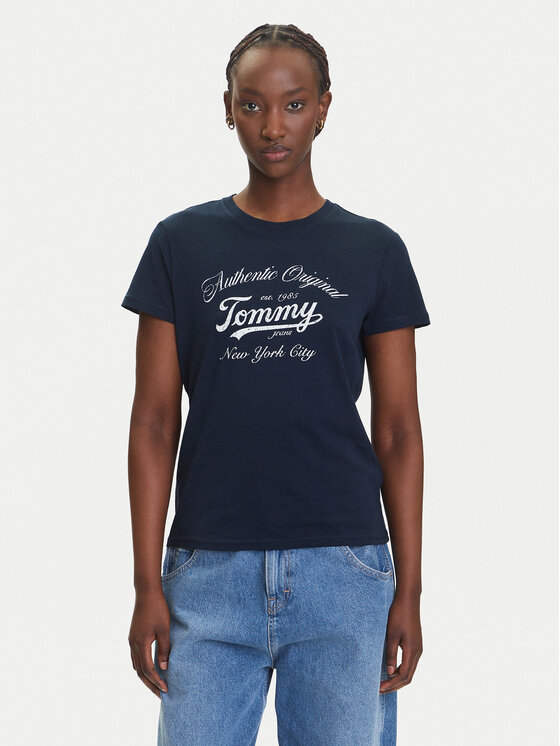 Tommy Jeans Tommy Jeans T-Shirt Essential DW0DW21404 Tmavomodrá Regular Fit