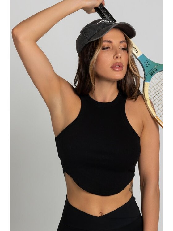 Chiara Wear Chiara Wear Tank top Top owalny (bokserka) Czarny Extra Slim Fit