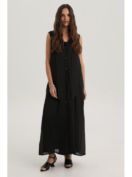 Deni Cler Milano Deni Cler Milano Sukienka letnia W-DC-3016-F2-C9-90-1 Czarny Loose Fit
