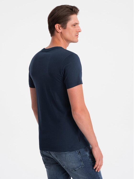 Ombre Ombre T-Shirt OM-TSBS-0146 Granatowy Fitting Fit