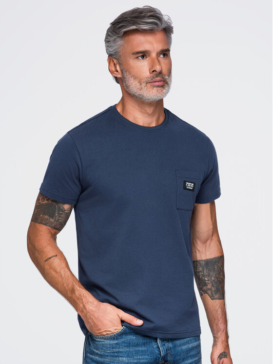 Ombre Ombre T-Shirt OM-TSCT-0305 Granatowy Regular Fit