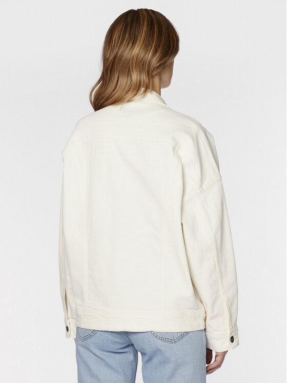 Lee Lee Kurtka jeansowa L56PGVA60 Biały Relaxed Fit