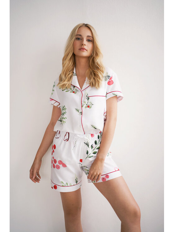 White pocket White pocket Piżama Satynowa Biały Regular Fit
