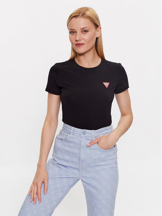 Guess Guess Marškinėliai W2YI44 J1314 Juoda Slim Fit